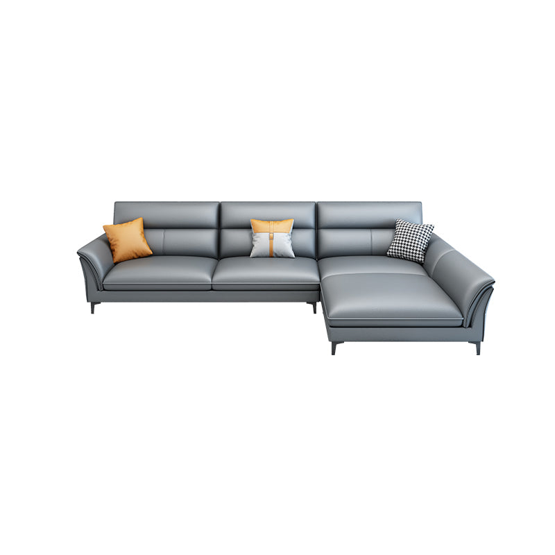 Contemporary Sectional Faux Leather Sofa Sectional with Flared Arm