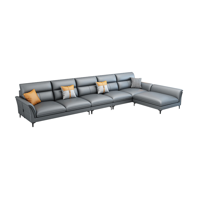 Contemporary Sectional Faux Leather Sofa Sectional with Flared Arm
