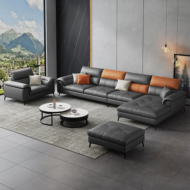 Contemporary Stain-resistant Sectional L-shape Pillow Top Arm Sectional