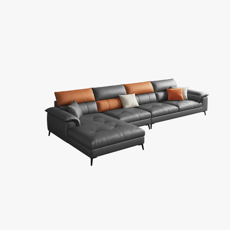 Contemporary Stain-resistant Sectional L-shape Pillow Top Arm Sectional