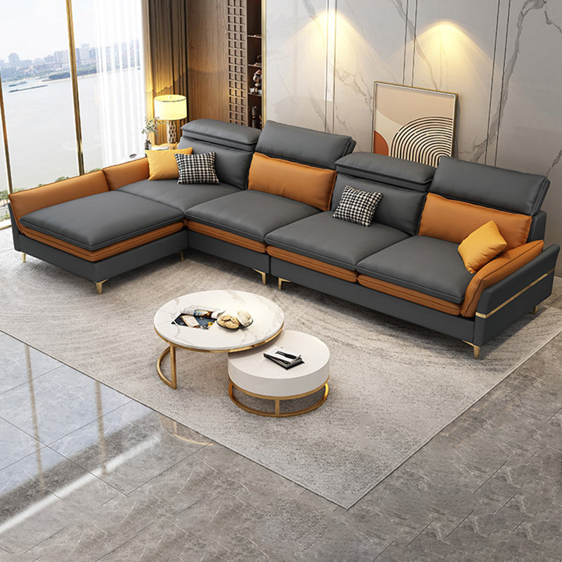 4-seat Faux Leather Sectional Sofa 31.50" High Sofa for Living Room