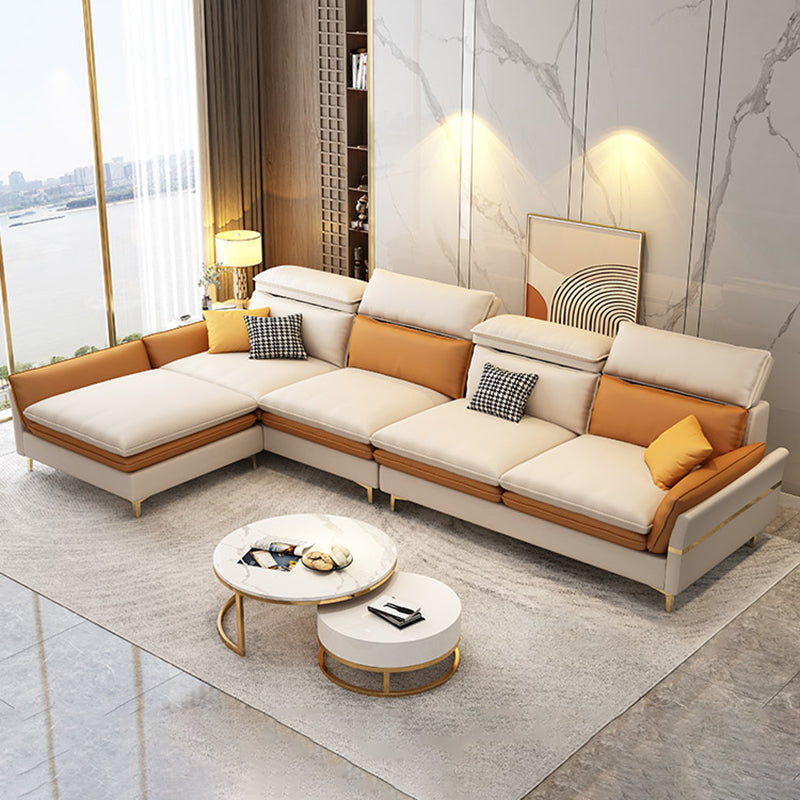 4-seat Faux Leather Sectional Sofa 31.50" High Sofa for Living Room