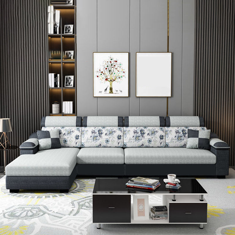 Modern Linen Sectional Sofa Pillow Top Arm Sectional for Living Room