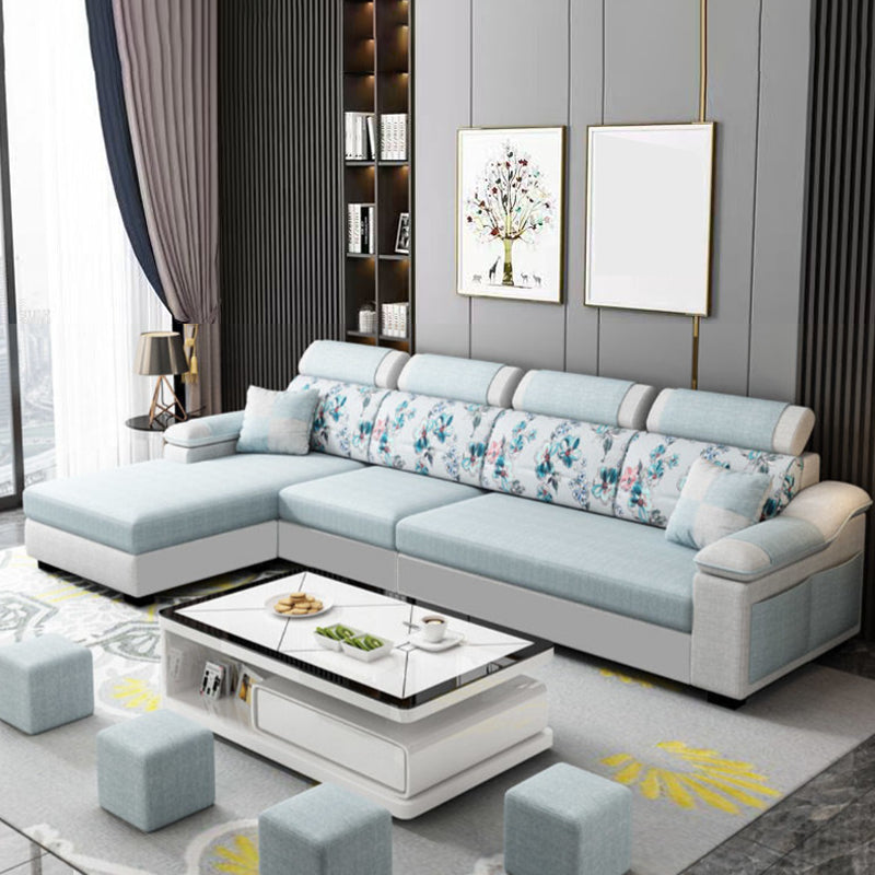 Modern Linen Sectional Sofa Pillow Top Arm Sectional for Living Room