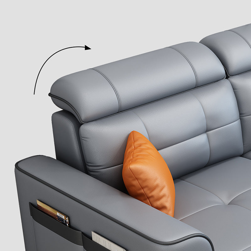 Contemporary Stain-resistant Sectional L-shape Sqaure Arm Sectional in Grey