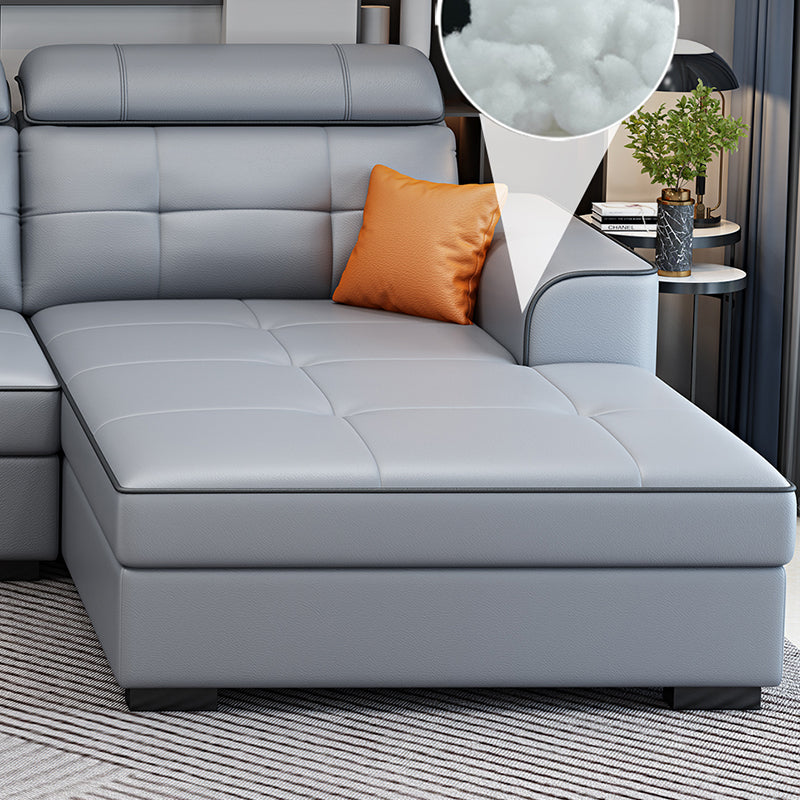 Contemporary Stain-resistant Sectional L-shape Sqaure Arm Sectional in Grey