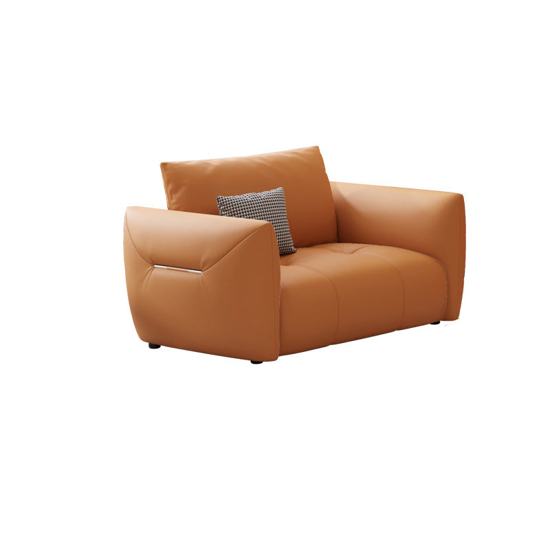 Ultra-Modern Leather Sofa with Bolster Pillows Seating for Living Room
