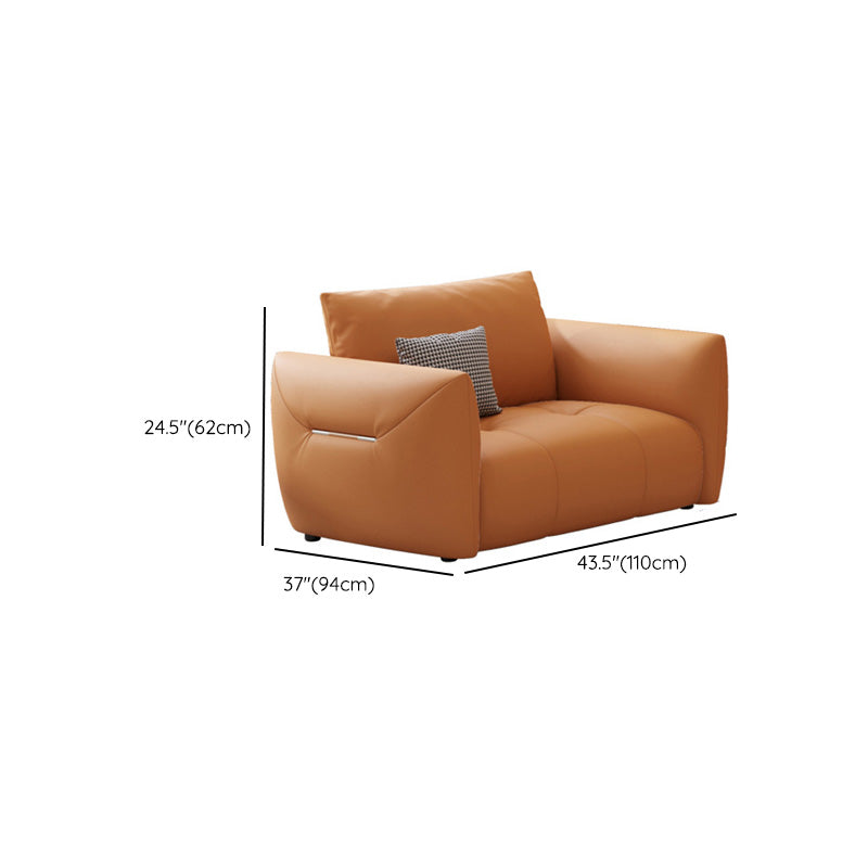 Ultra-Modern Leather Sofa with Bolster Pillows Seating for Living Room