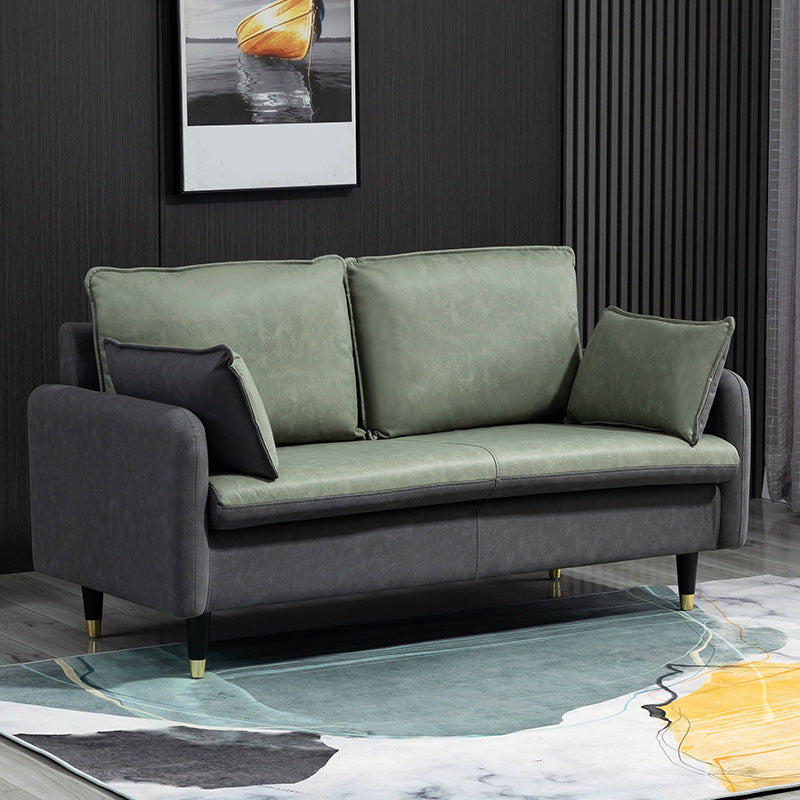 Contemporary Standard Sofa Pillows Square Arm 2 Seater Living Room Settee