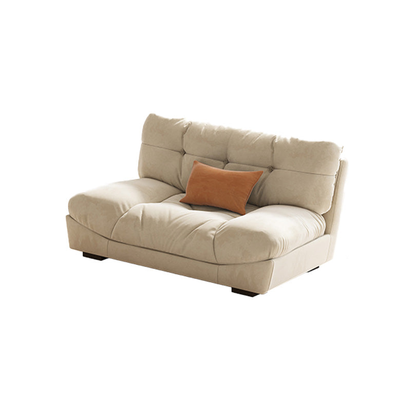 Modern Off-White Fabric Sofa Pillow Top Arm Reclining Loveseat for Bonus Room