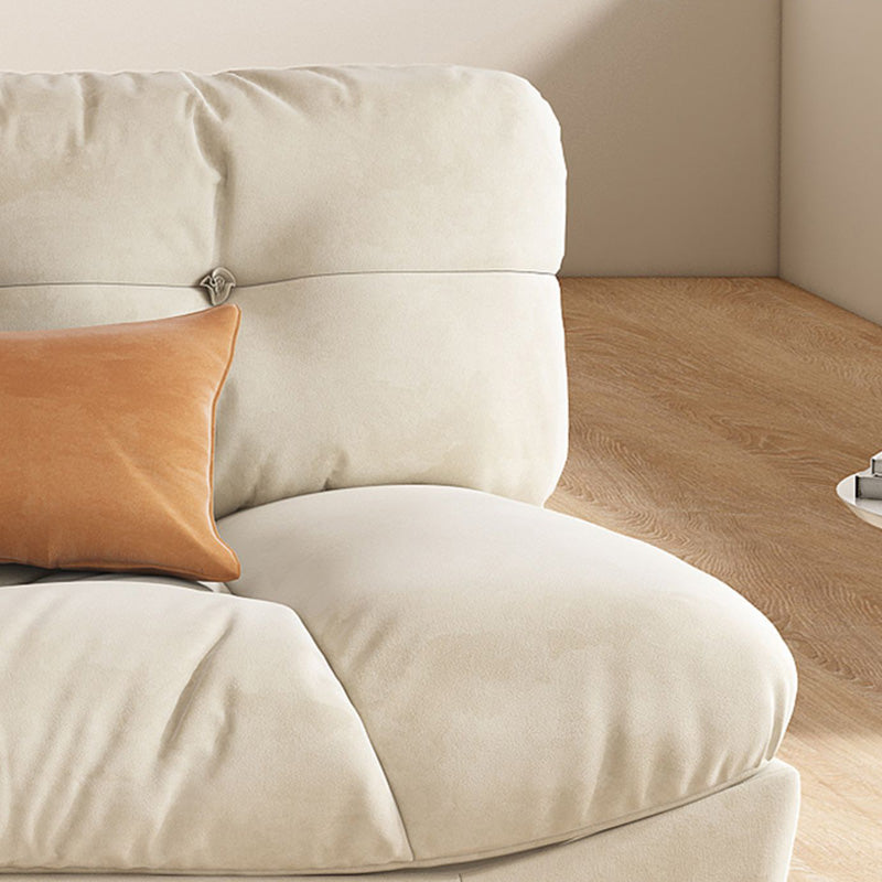 Modern Off-White Fabric Sofa Pillow Top Arm Reclining Loveseat for Bonus Room