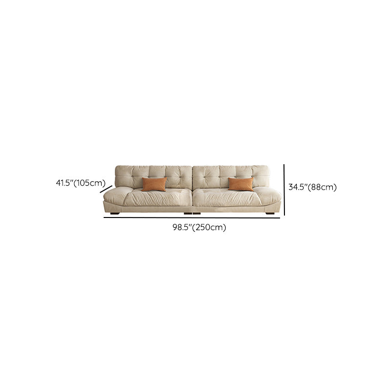 Modern Off-White Fabric Sofa Pillow Top Arm Reclining Loveseat for Bonus Room