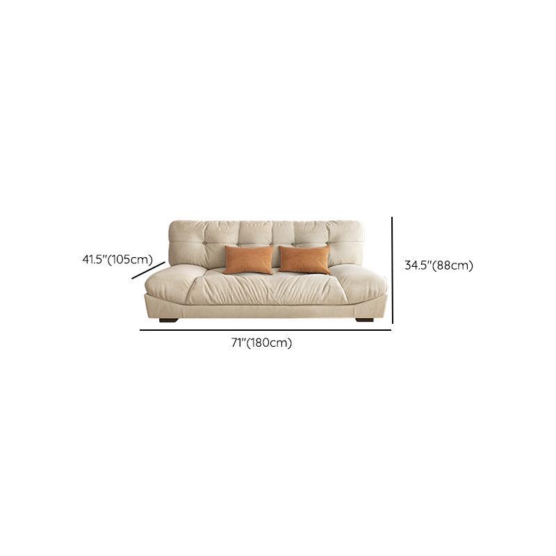 Modern Off-White Fabric Sofa Pillow Top Arm Reclining Loveseat for Bonus Room