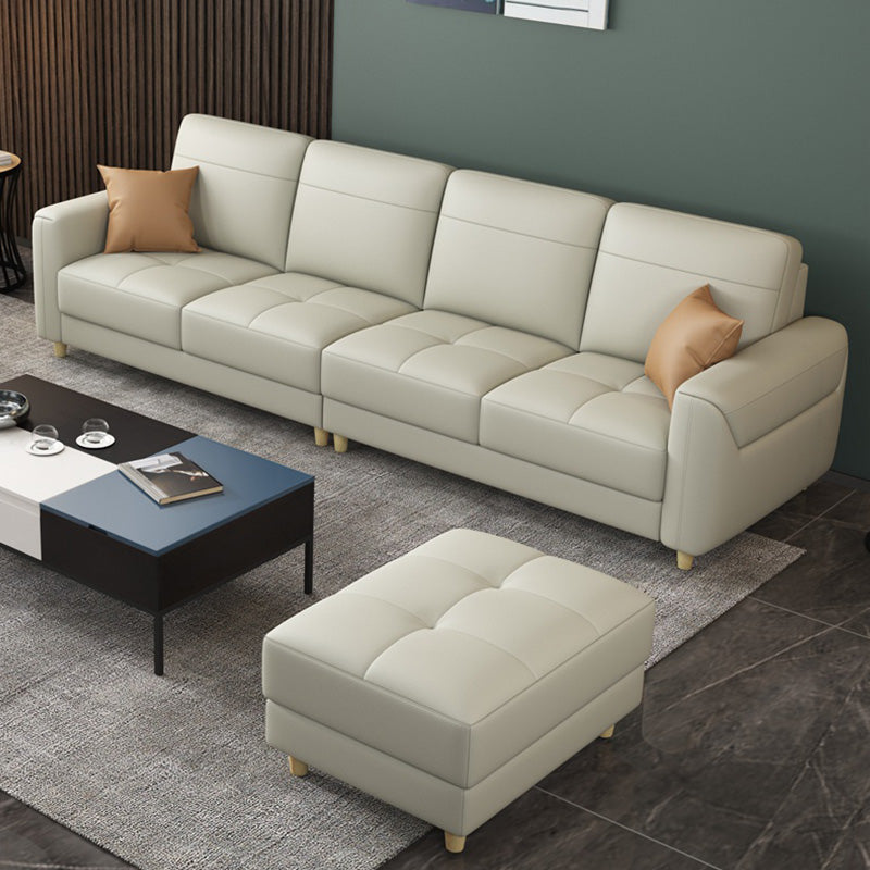 Contemporary Glam Leather Sofa with Bolster Pillows Seating for Living Room