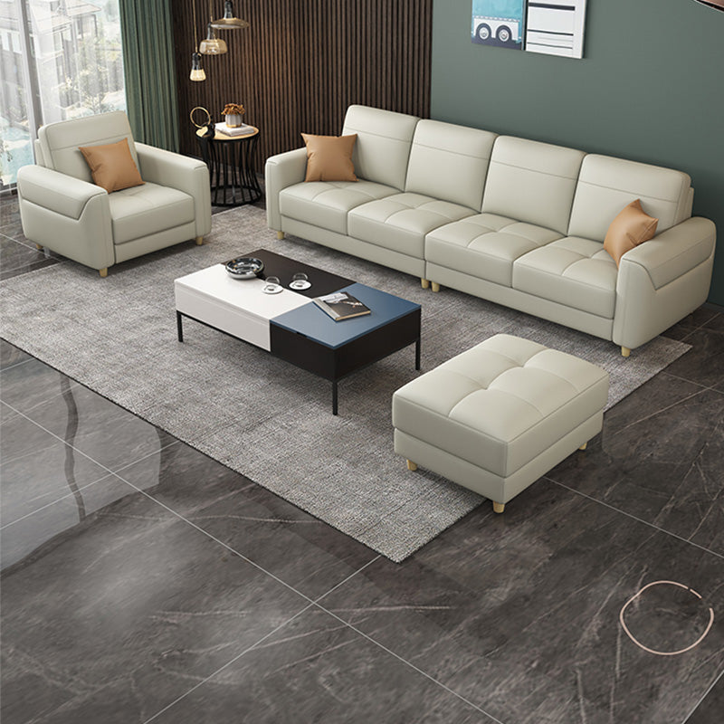 Contemporary Glam Leather Sofa with Bolster Pillows Seating for Living Room