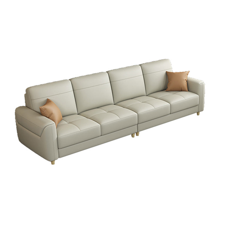 Contemporary Glam Leather Sofa with Bolster Pillows Seating for Living Room
