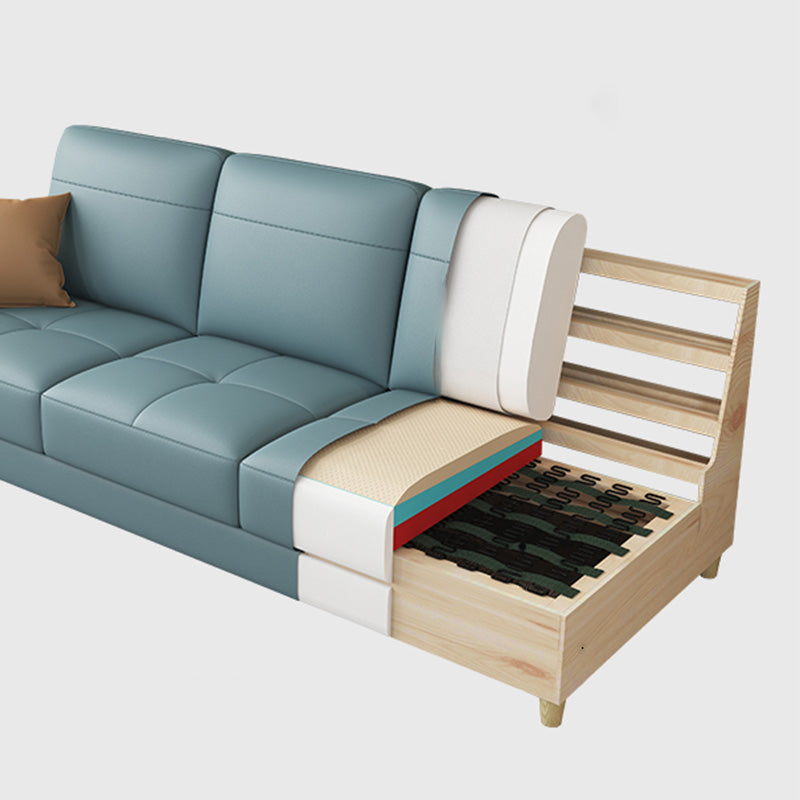 Contemporary Glam Leather Sofa with Bolster Pillows Seating for Living Room