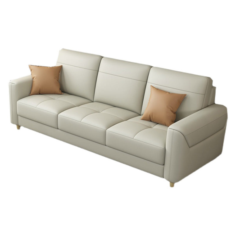 Contemporary Glam Leather Sofa with Bolster Pillows Seating for Living Room
