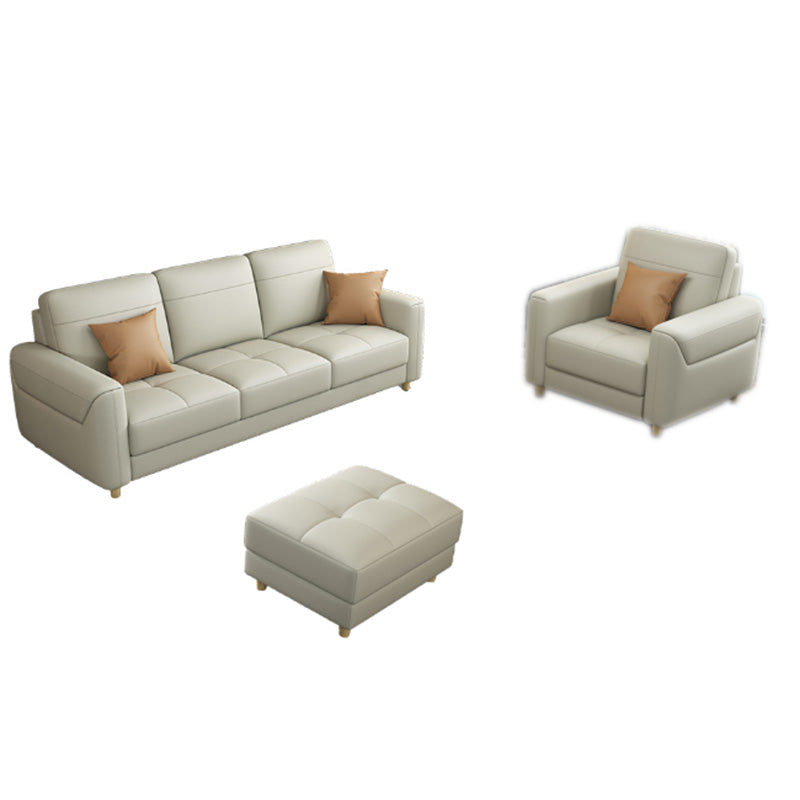 Contemporary Glam Leather Sofa with Bolster Pillows Seating for Living Room