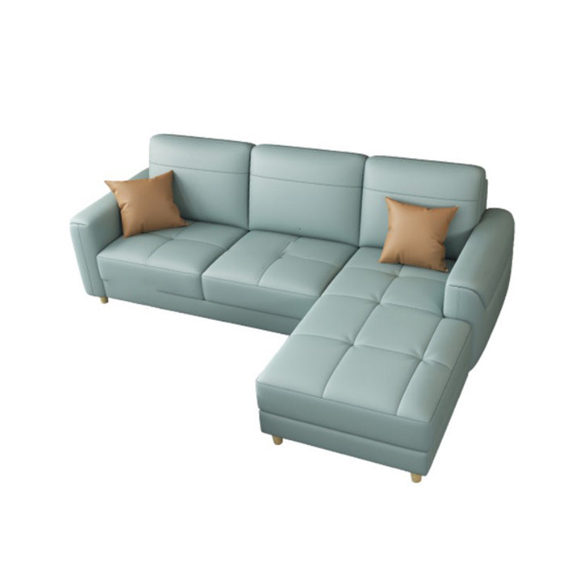 Contemporary Glam Leather Sofa with Bolster Pillows Seating for Living Room