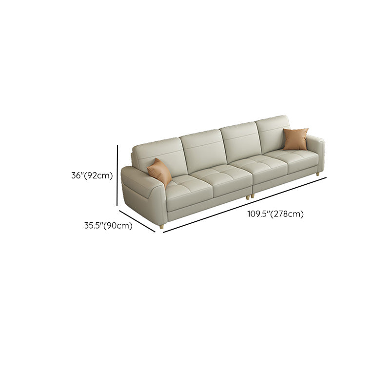 Contemporary Glam Leather Sofa with Bolster Pillows Seating for Living Room
