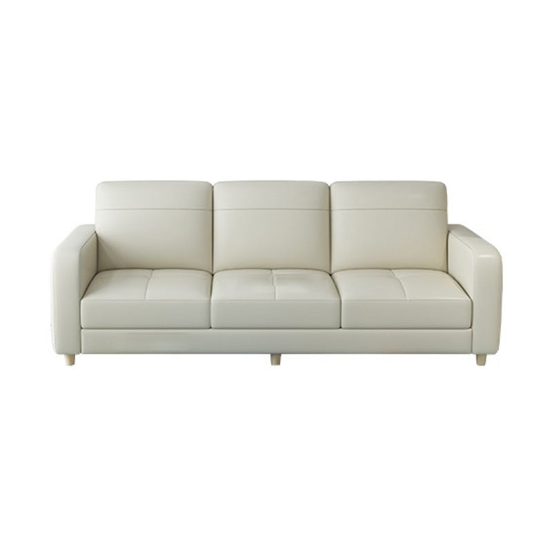 Modern Style Leather Sofa with Bolster Pillows Seating for Living Room