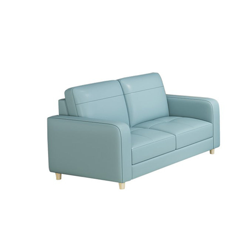 Modern Style Leather Sofa with Bolster Pillows Seating for Living Room