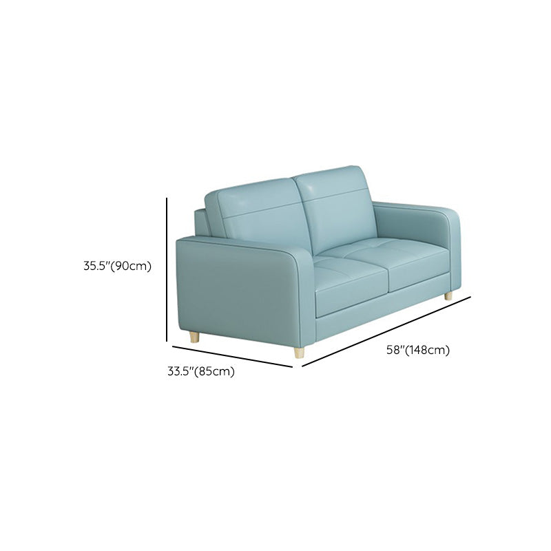 Modern Style Leather Sofa with Bolster Pillows Seating for Living Room