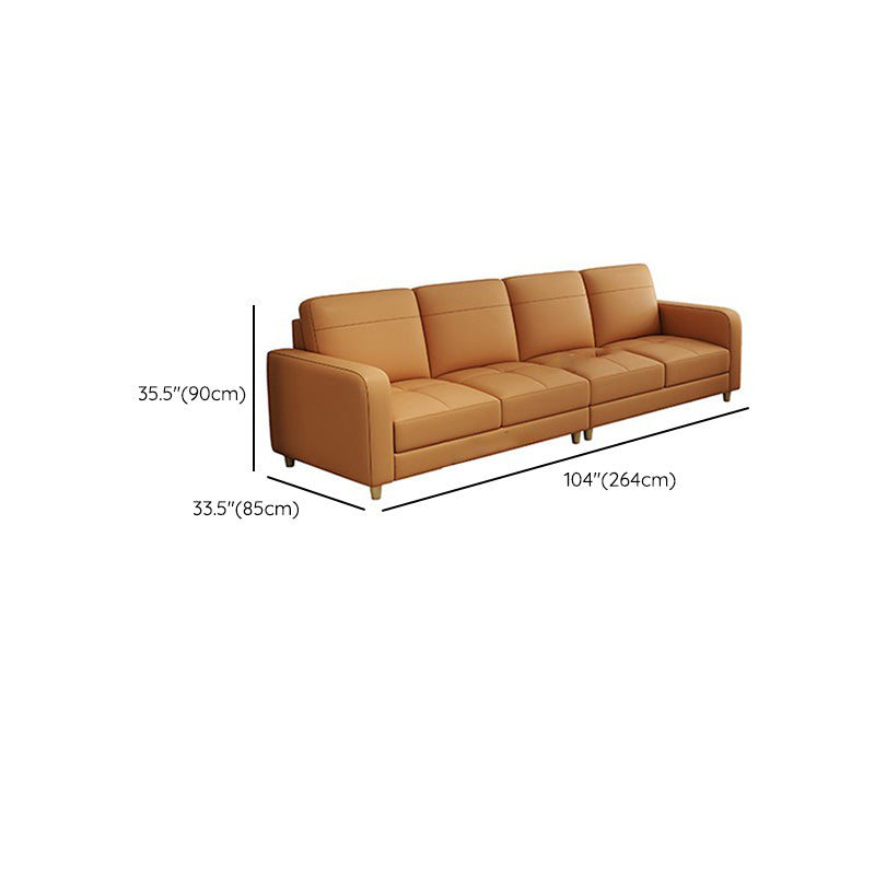 Modern Style Leather Sofa with Bolster Pillows Seating for Living Room
