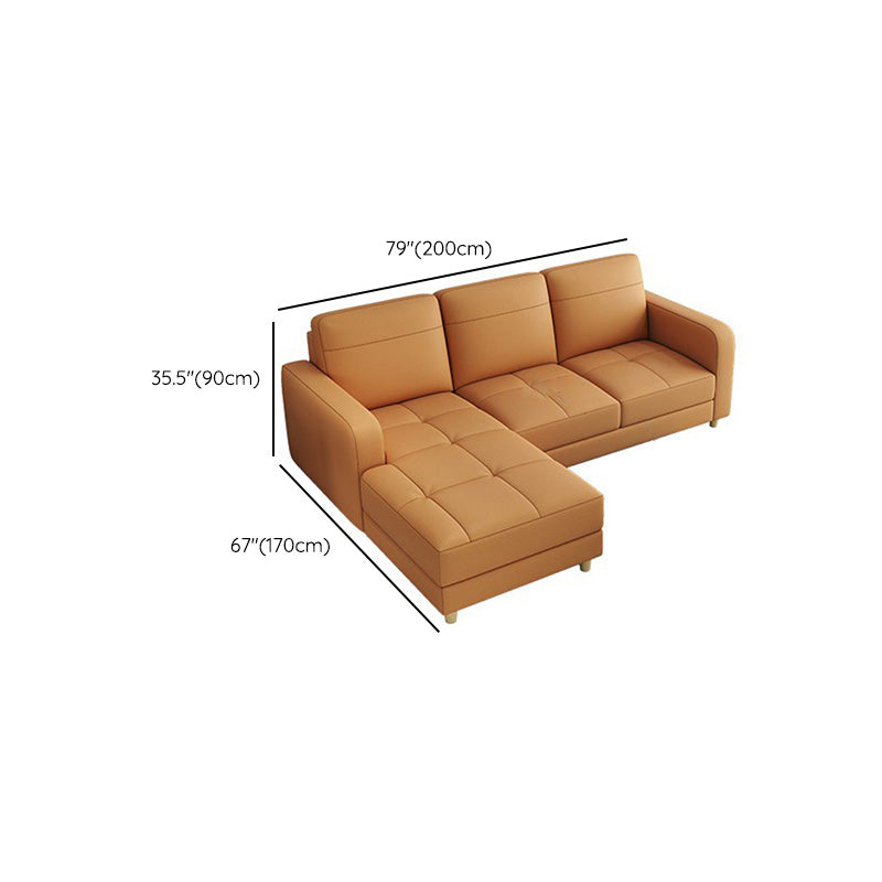 Modern Style Leather Sofa with Bolster Pillows Seating for Living Room