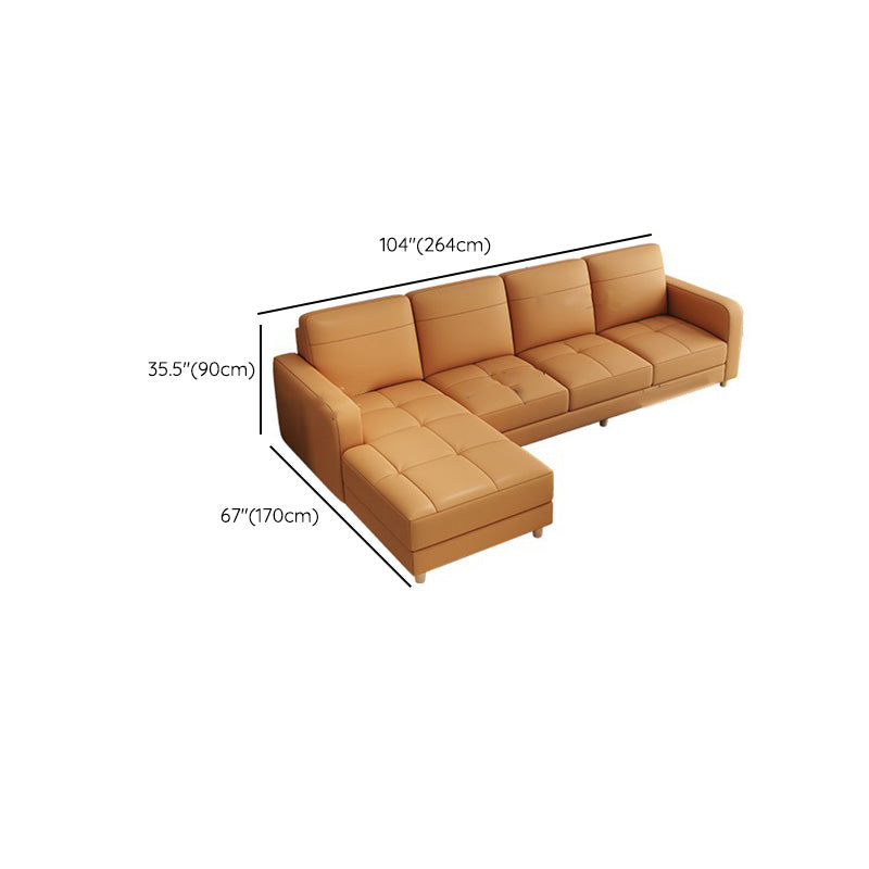 Modern Style Leather Sofa with Bolster Pillows Seating for Living Room