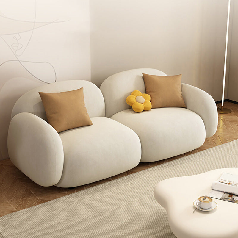 Modern Style Square Arm Sofa Living Room Apartment Seating in White