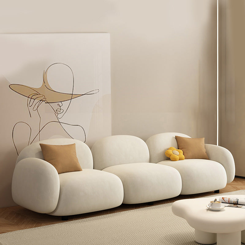 Modern Style Square Arm Sofa Living Room Apartment Seating in White