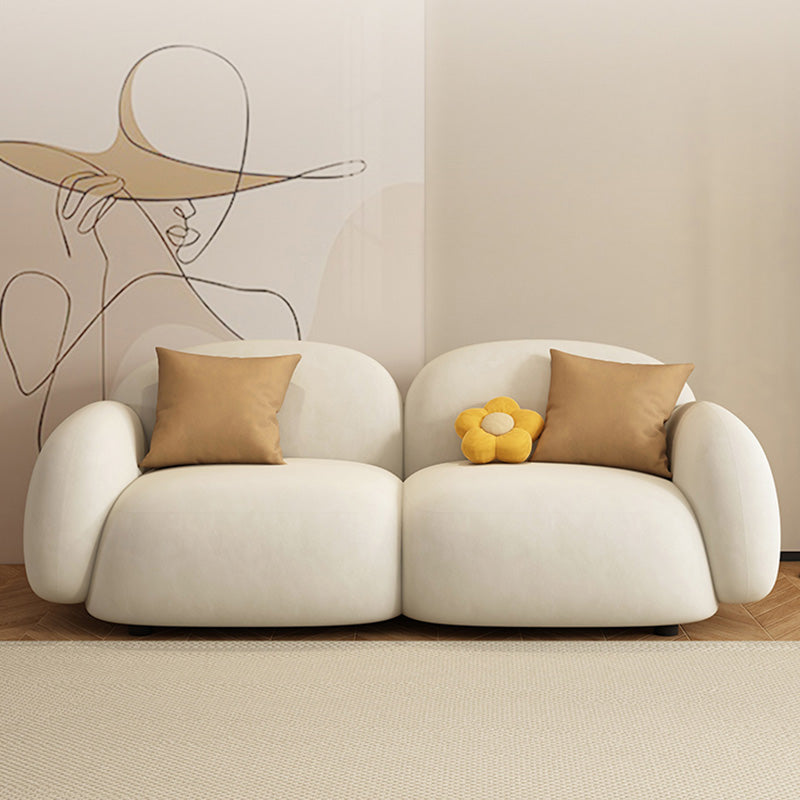 Modern Style Square Arm Sofa Living Room Apartment Seating in White