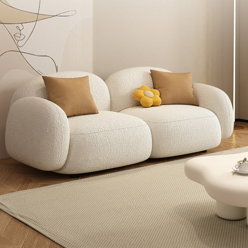 Modern Style Square Arm Sofa Living Room Apartment Seating in White