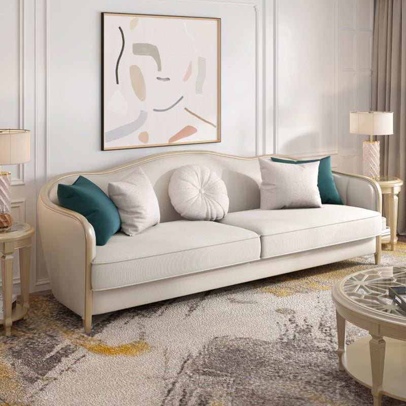 French Country Faux Leather Sofa with Ottoman Included in Wood