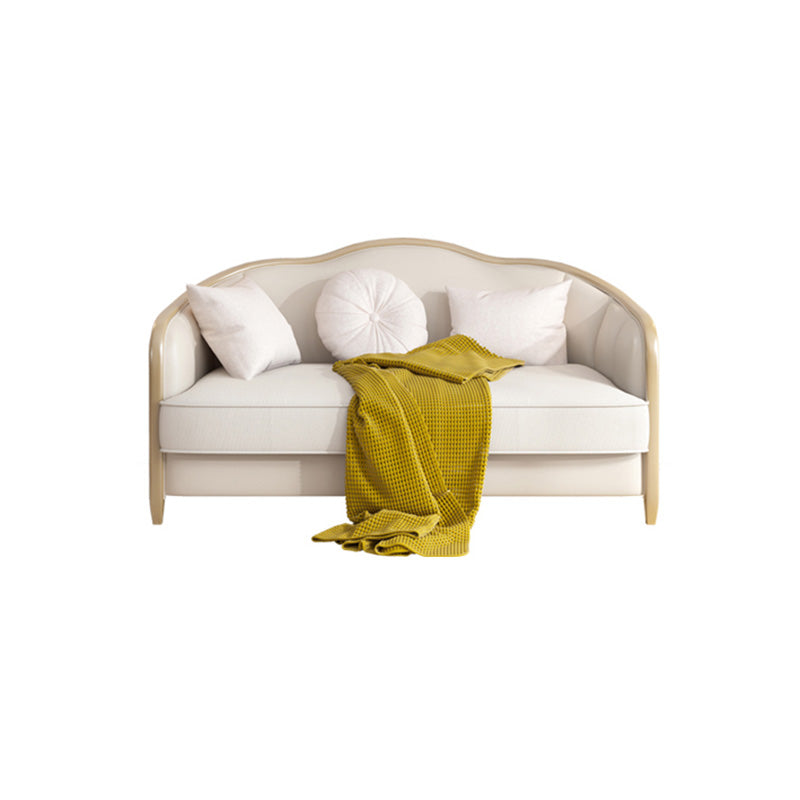 French Country Faux Leather Sofa with Ottoman Included in Wood