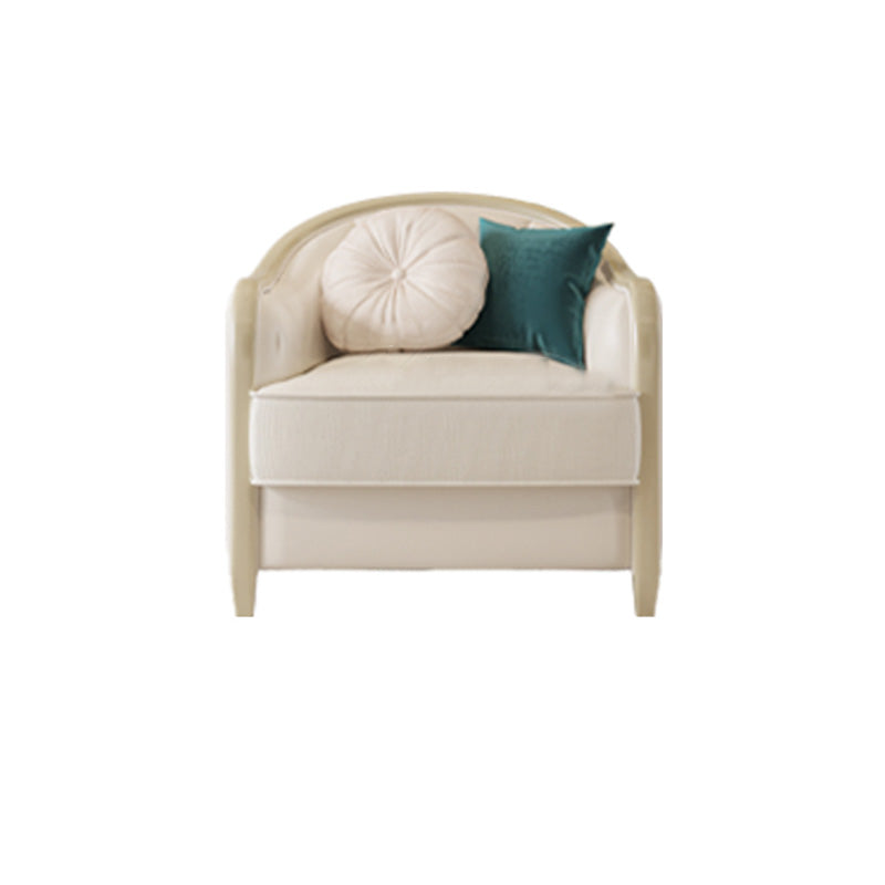 French Country Faux Leather Sofa with Ottoman Included in Wood