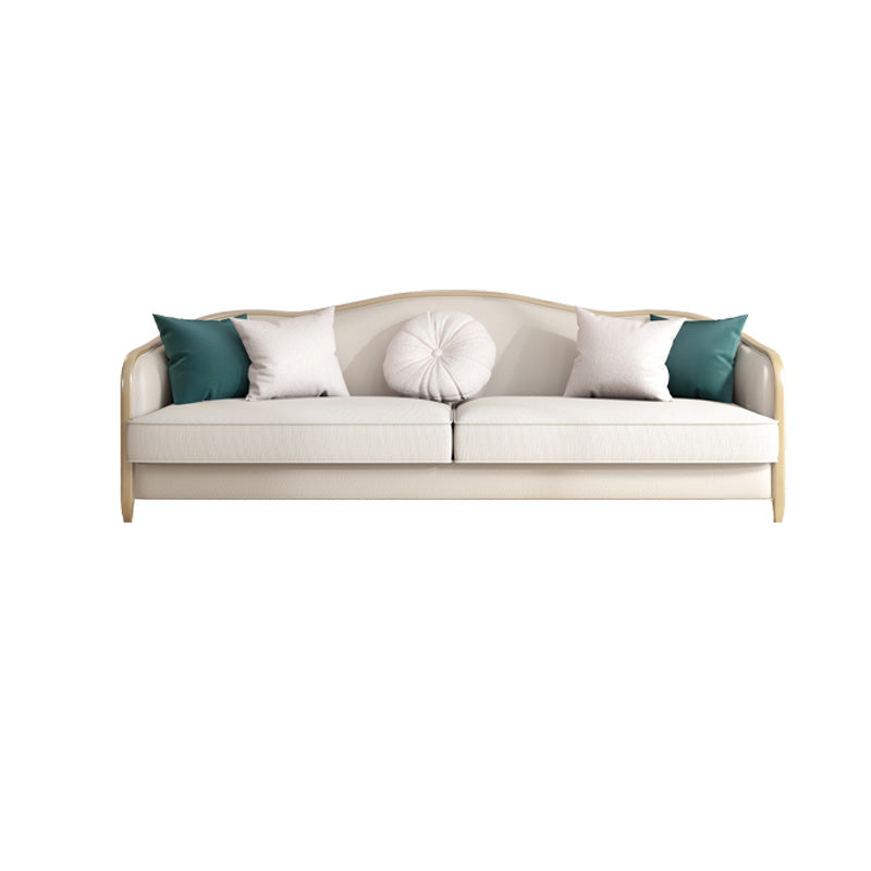 French Country Faux Leather Sofa with Ottoman Included in Wood