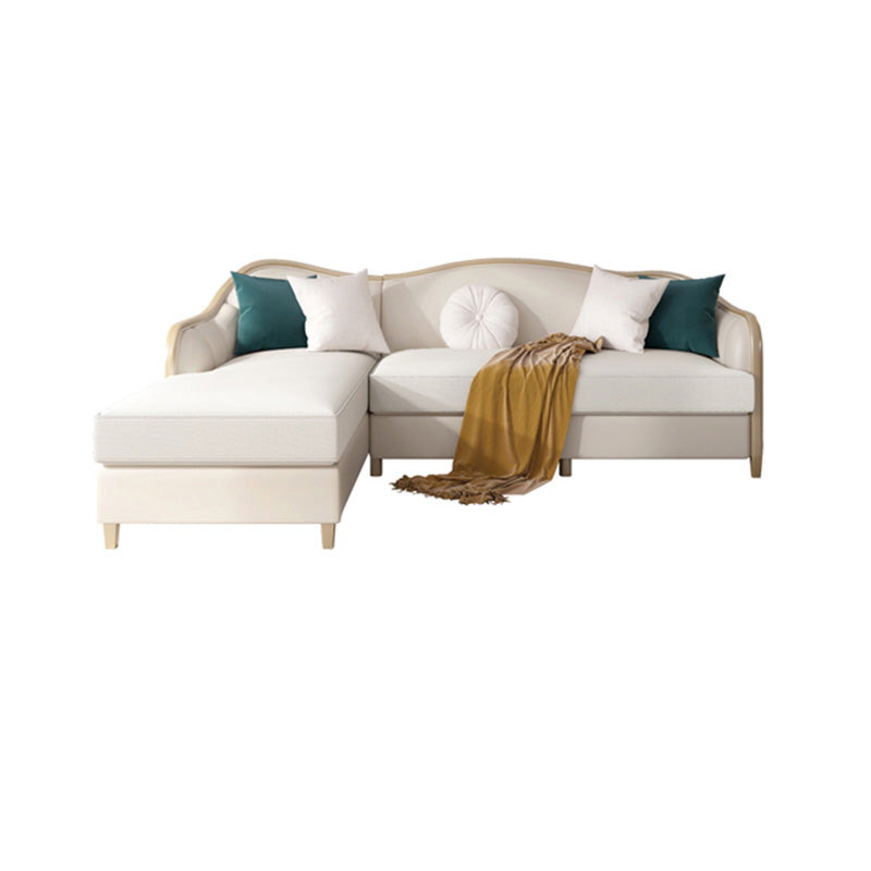 French Country Faux Leather Sofa with Ottoman Included in Wood