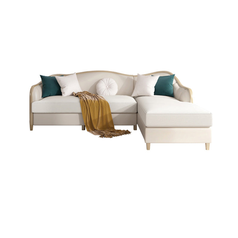 French Country Faux Leather Sofa with Ottoman Included in Wood