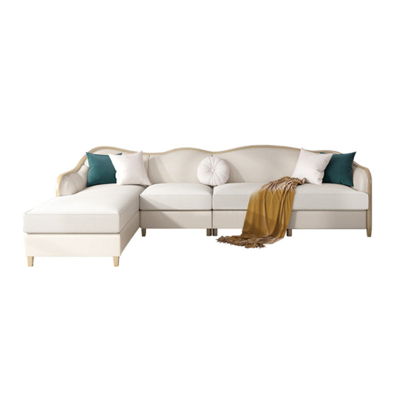 French Country Faux Leather Sofa with Ottoman Included in Wood