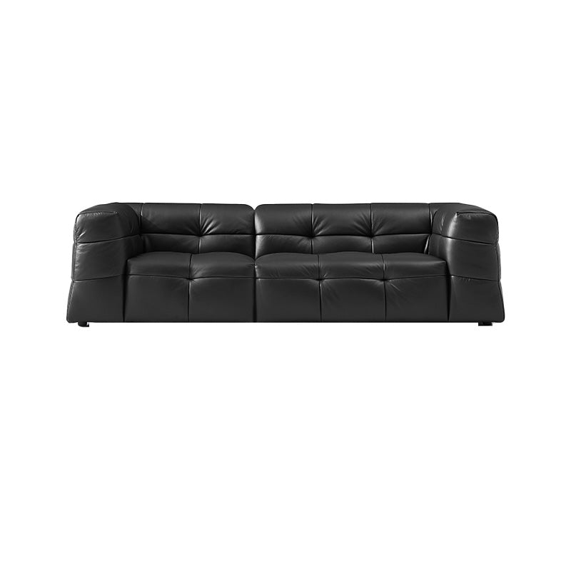 Contemporary Leather Seating Tufted Square Arm Sofa for Living Room