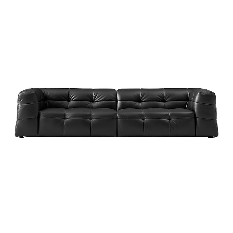 Contemporary Leather Seating Tufted Square Arm Sofa for Living Room