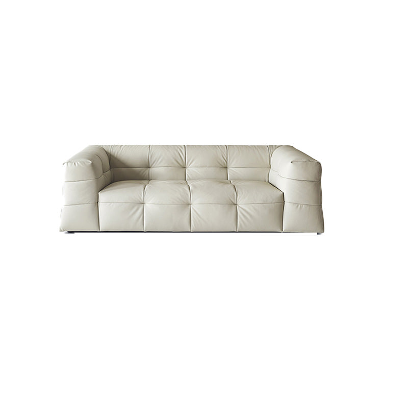 Contemporary Leather Seating Tufted Square Arm Sofa for Living Room