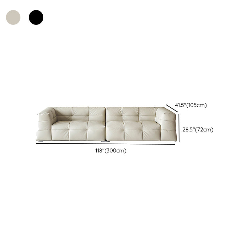 Contemporary Leather Seating Tufted Square Arm Sofa for Living Room