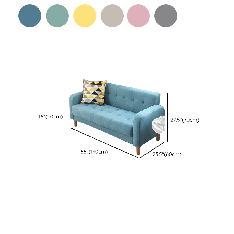 Tufted Fabric Sofa with Four Wooden Legs Square Tufted Sofa for Bonus Room