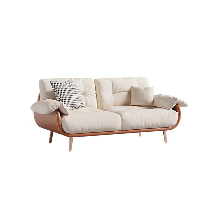 Modern Faux Leather Loose Back Seating Hair Pin Legs Sofa for Living Room