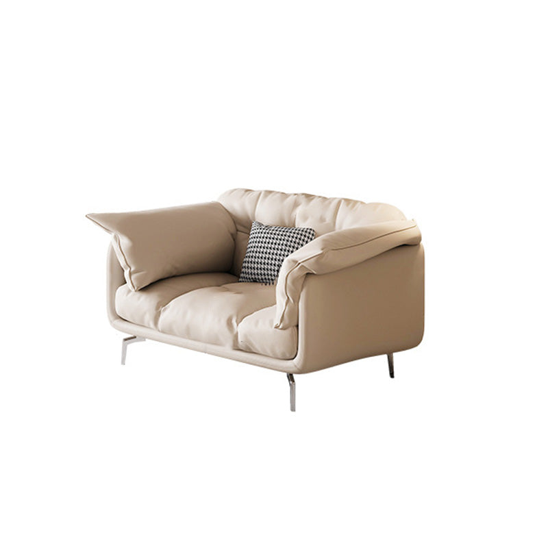 Contemporary Faux Leather Loose Back Seating Hair Pin Legs Sofa for Living Room
