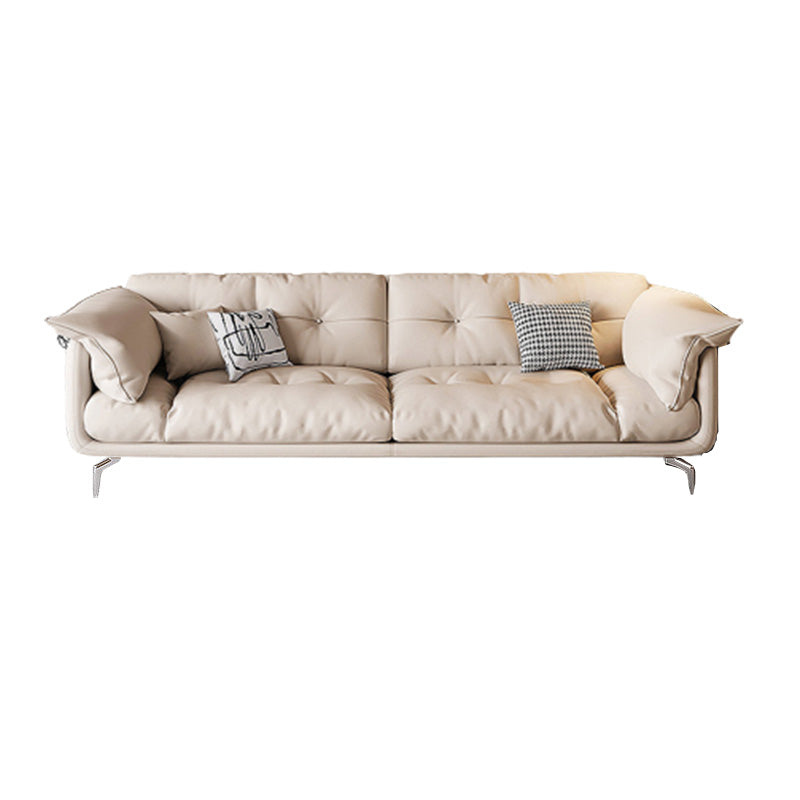 Contemporary Faux Leather Loose Back Seating Hair Pin Legs Sofa for Living Room
